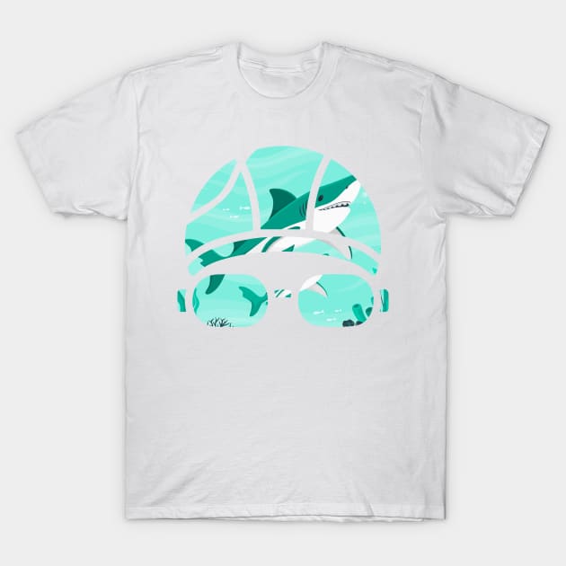 Creative Swimming Cap of a Shark in the Ocean Gift T-Shirt by Swimarts